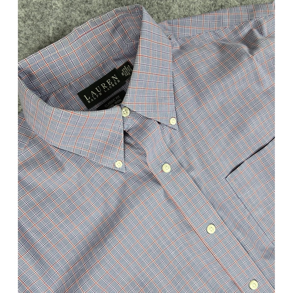 Lauren Ralph Lauren Dress Shirt Men's16 (34/35) Lg Plaid Classic Fit Non Iron